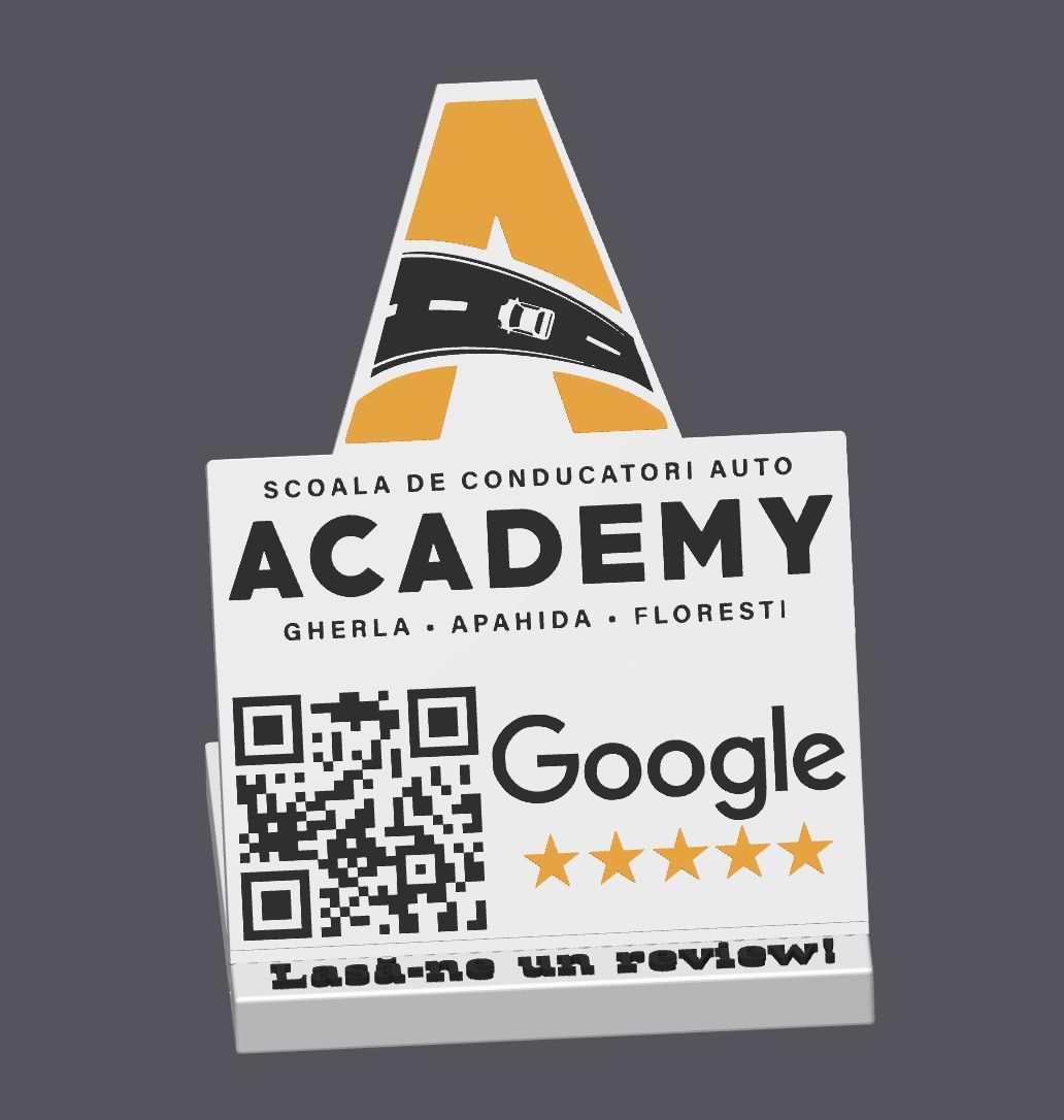 Statuete și suporturi personalizate 3d cu cod QR și NFC pentru recenzii, website și promovarea brandului tău