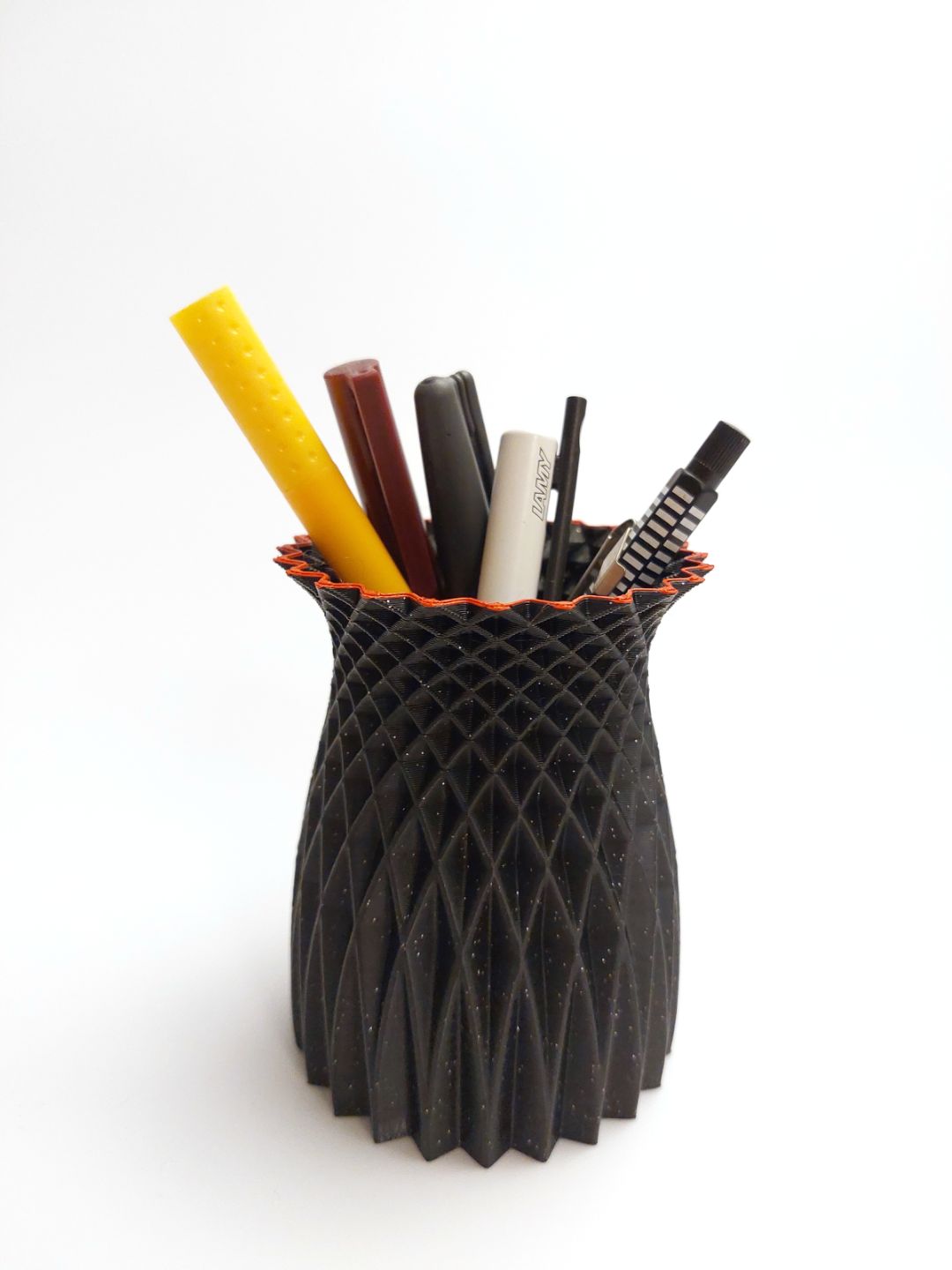 Suport pentru pixuri cu model geometric modern, imprimat 3D
