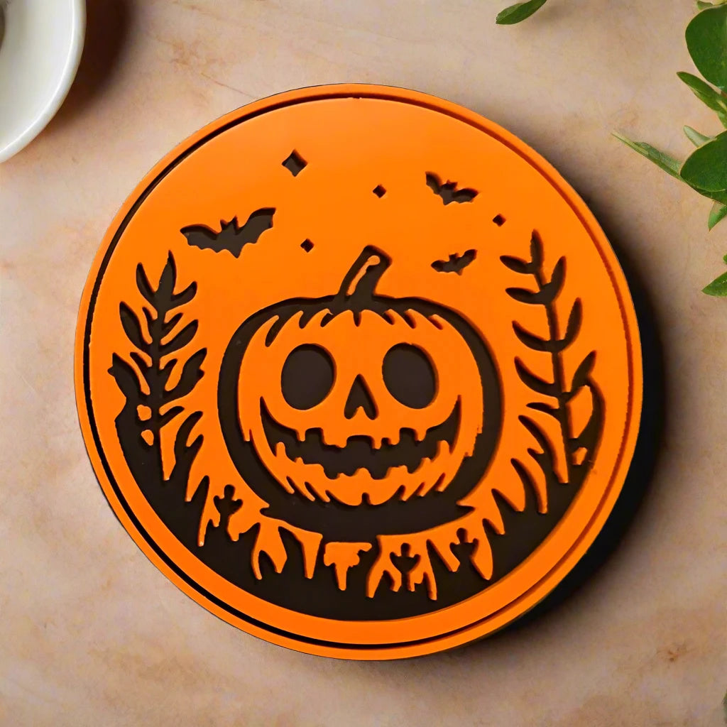 Suport pahar Midnight Pumpkin, Decorațiune de sezon, 9.5 cm, Culori asortate