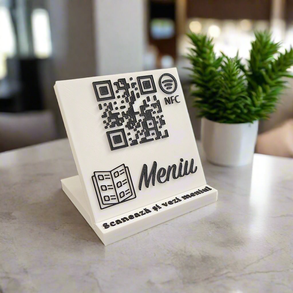 Stand cu cod QR și NFC pentru meniu