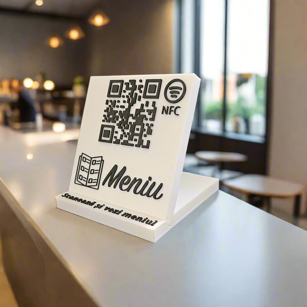 Stand cu cod QR și NFC pentru meniu