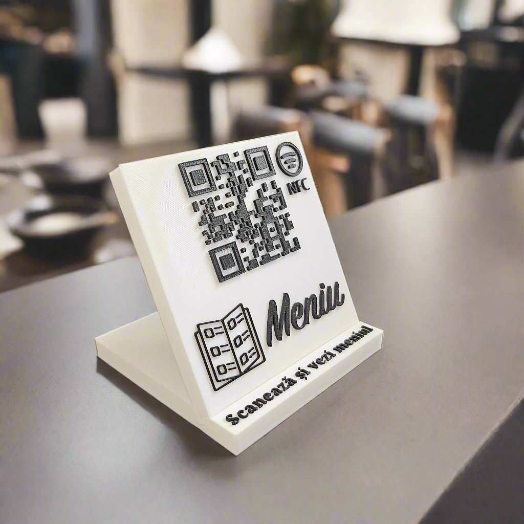 Stand cu cod QR și NFC pentru meniu