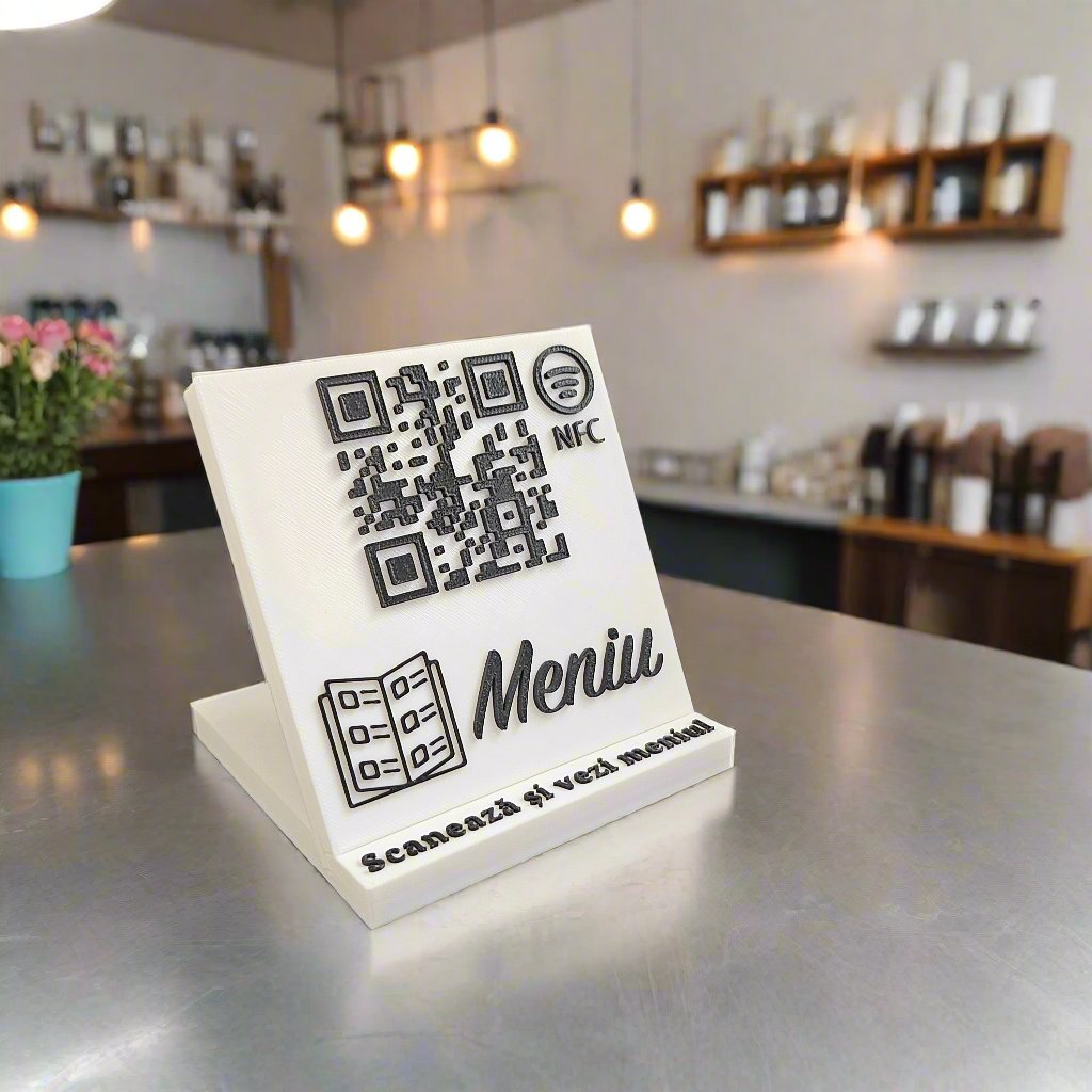 Stand cu cod QR și NFC pentru meniu