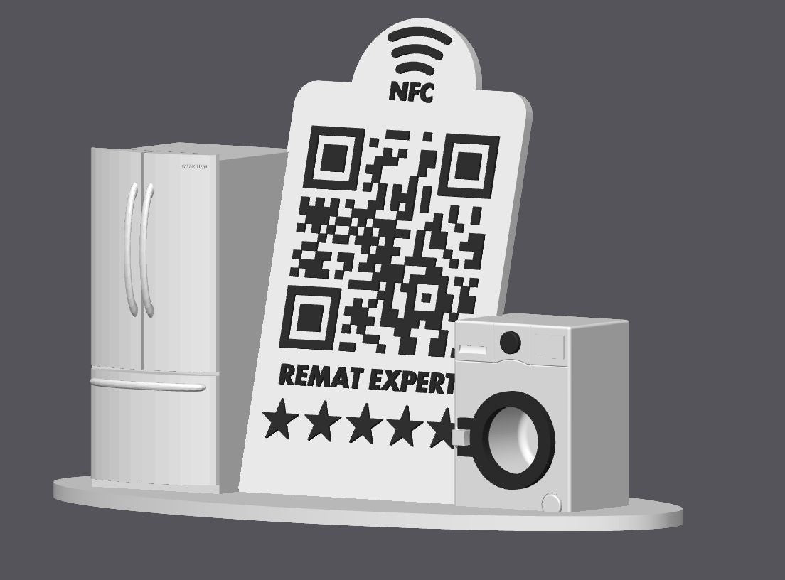 Statuete și suporturi personalizate 3d cu cod QR și NFC pentru recenzii, website și promovarea brandului tău