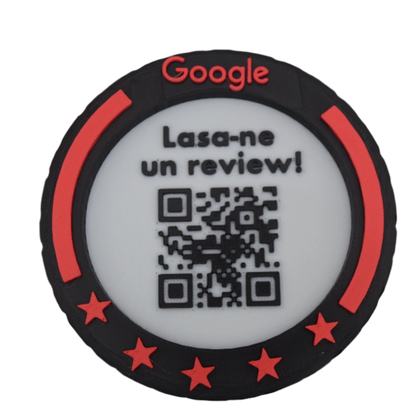 Stand cu cod QR pentru recenzii Google, cu NFC, model roată F1, diverse culori