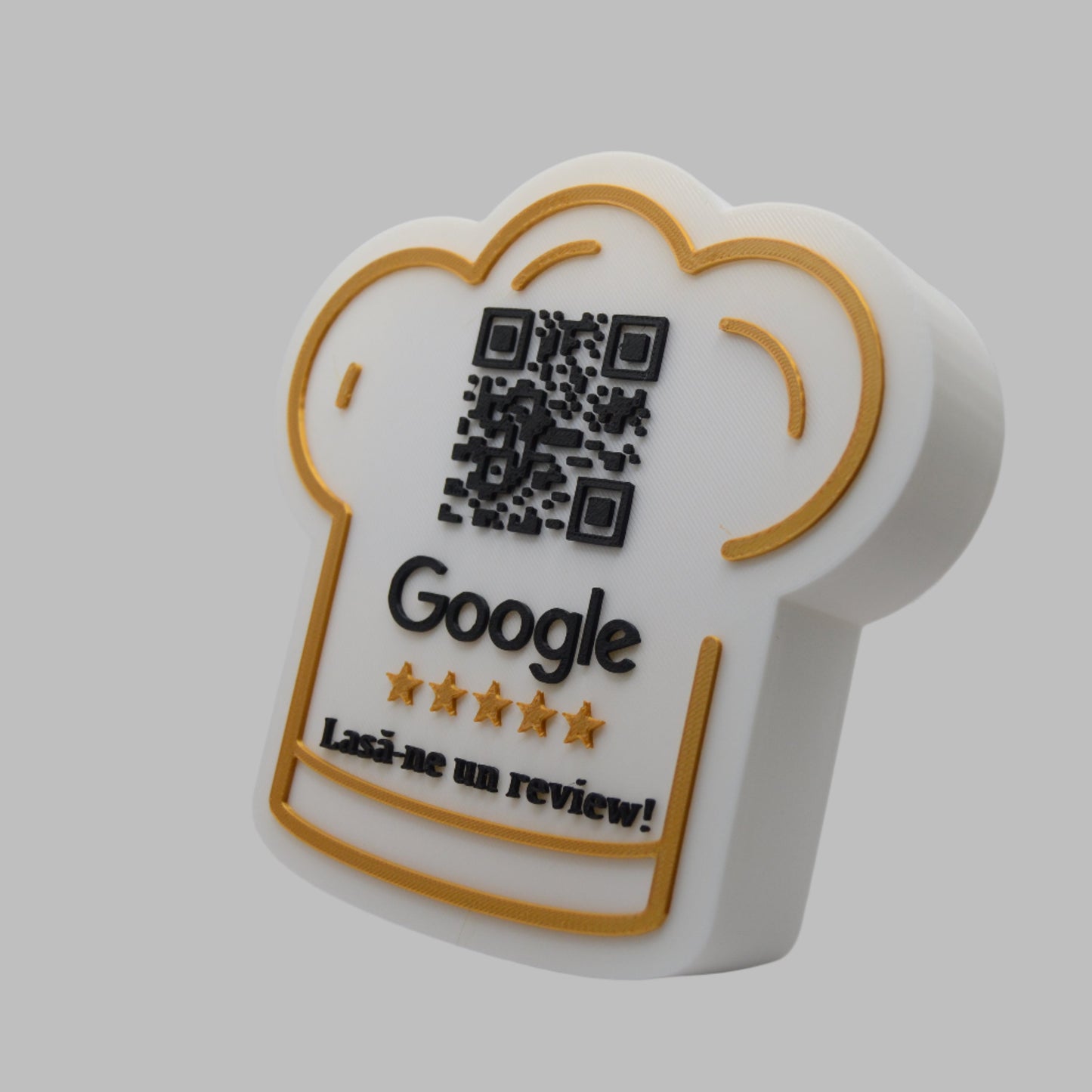 Stand cu cod QR pentru recenzii Google, model Bucătar, cu NFC integrat