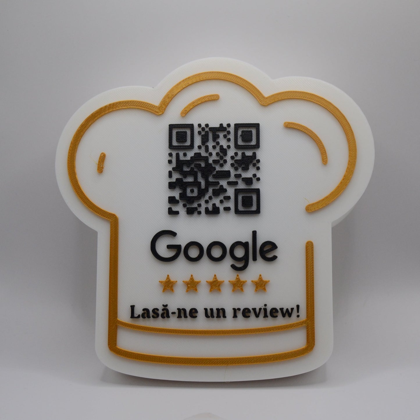 Stand cu cod QR pentru recenzii Google, model Bucătar, cu NFC integrat