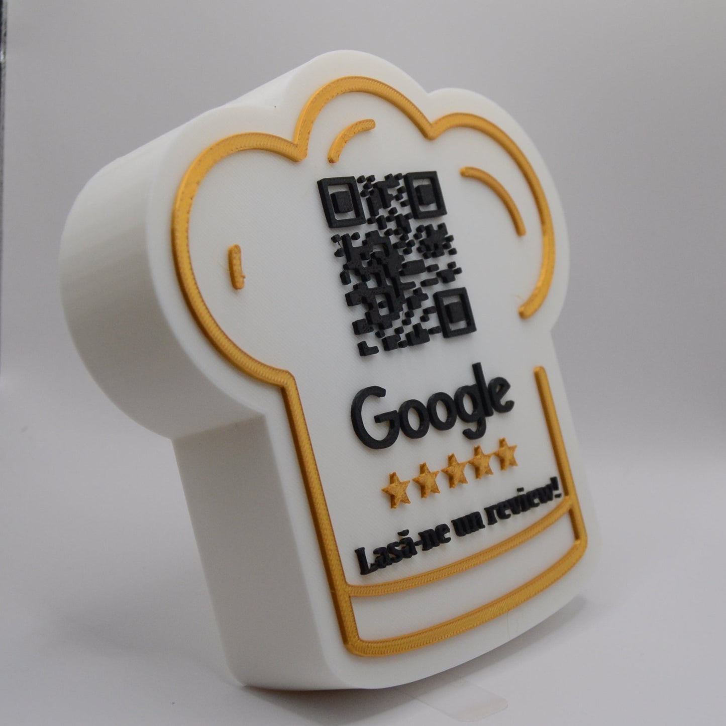 Stand cu cod QR pentru recenzii Google, model Bucătar, cu NFC integrat