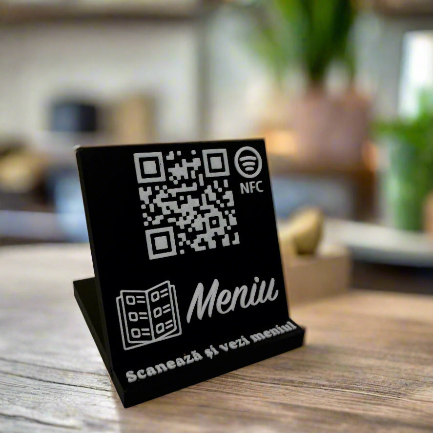 Stand cu cod QR și NFC pentru meniu