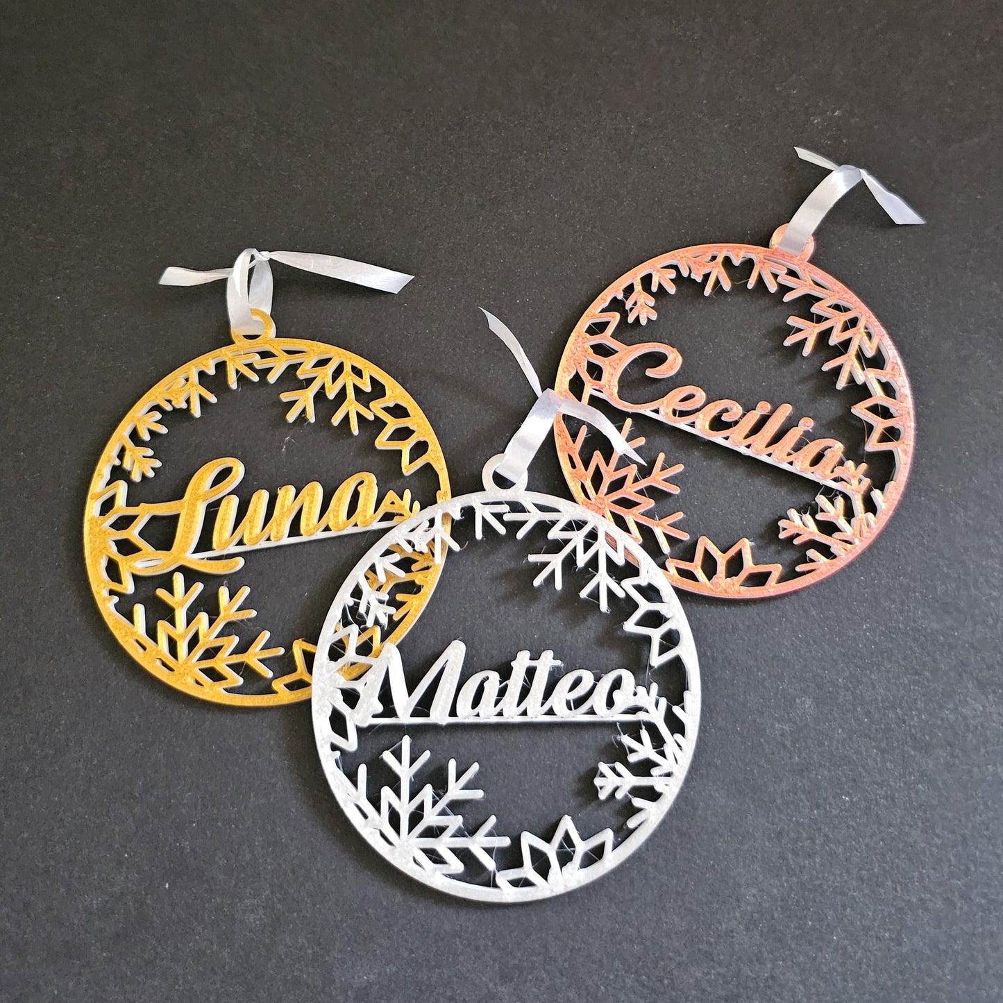 Set 3 decorațiuni de Crăciun personalizate cu nume