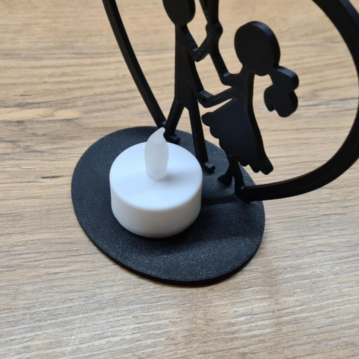 Lampa romantică cu inimioare, imprimată 3D, negru