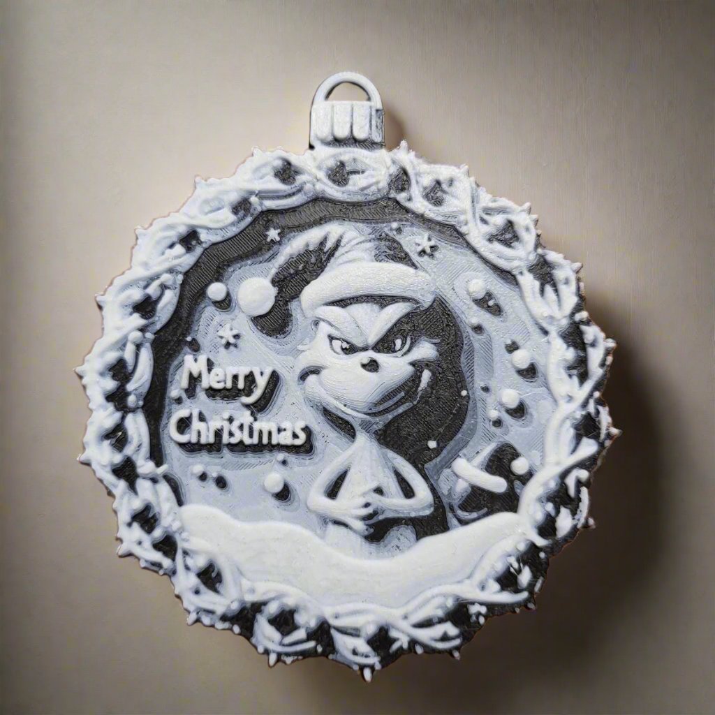 Glob plat de Crăciun, model Grinch, alb-negru