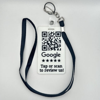 Lanyard personalizat cu cod QR și card NFC pentru recenzii și social media