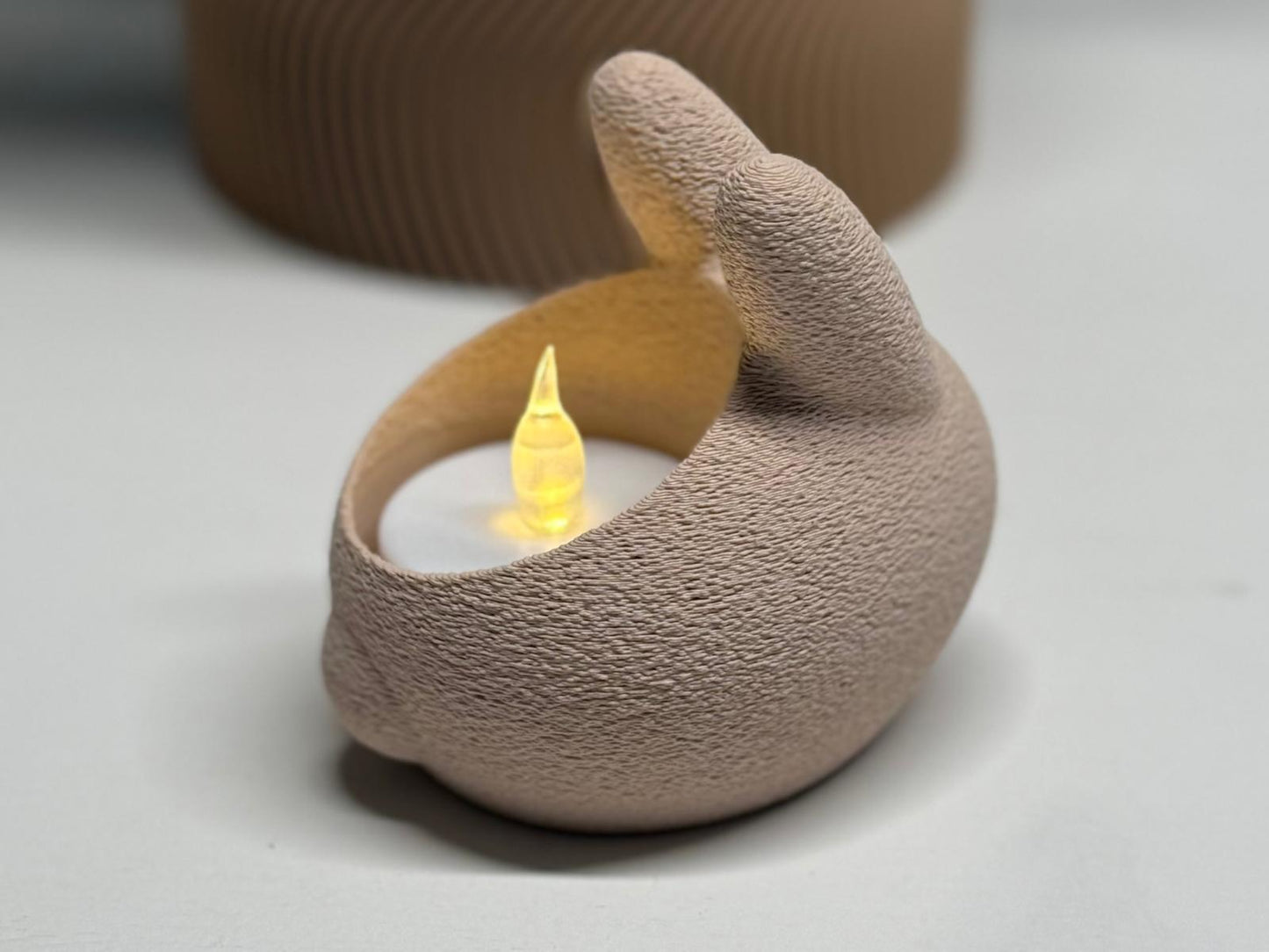 Suport pentru lumânări tip tealight iepuraș de Paște