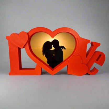 Rama Foto Dragoste 3D Printată, Design Inimă, Roșu
