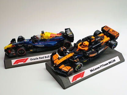 Suport display F1 pentru mașini Lego Speed Champions cu plăcuțe de echipă interschimbabile
