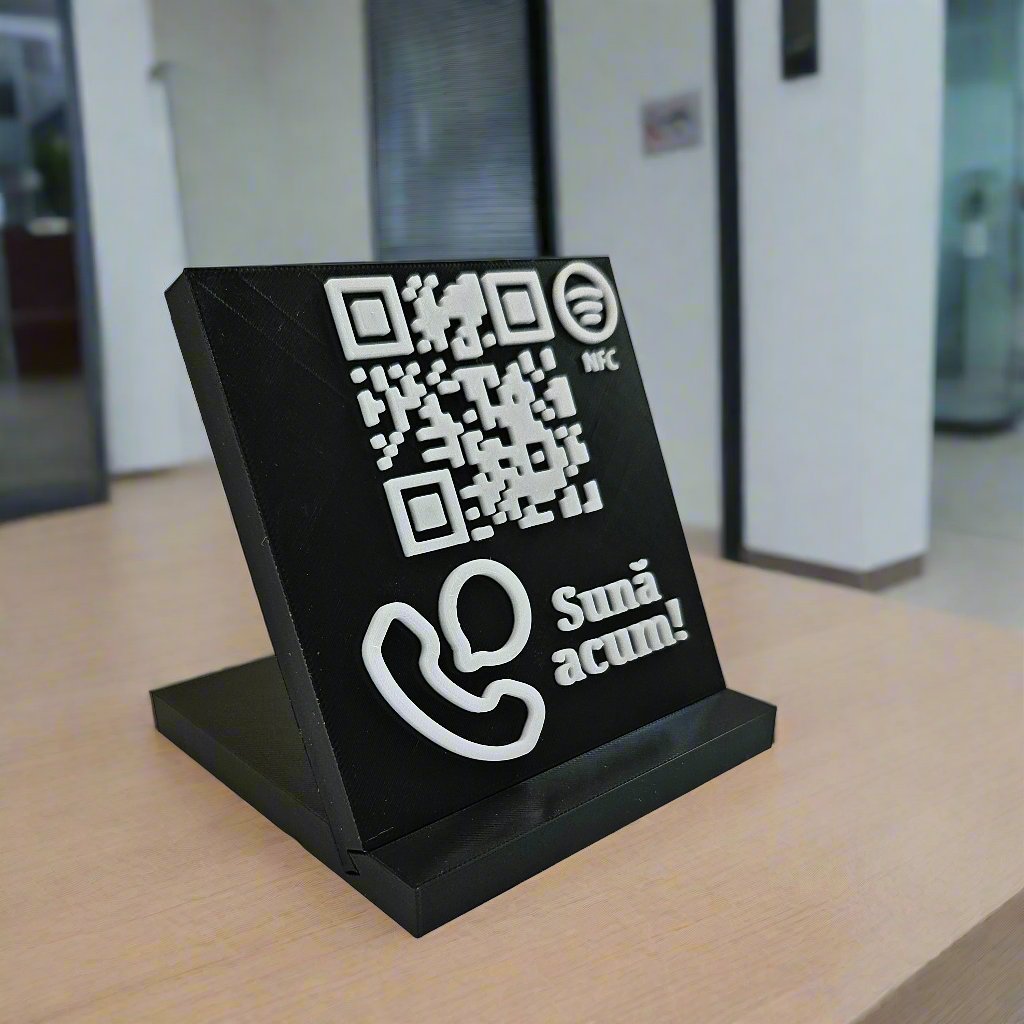 Stand cu cod QR și NFC pentru apelare directă