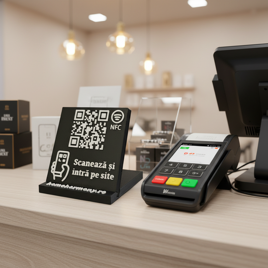 Stand cu cod QR și NFC pentru Website