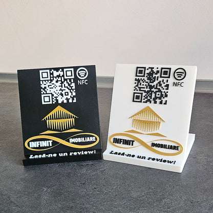 Stand cu cod QR multifuncțional personalizat, cu NFC