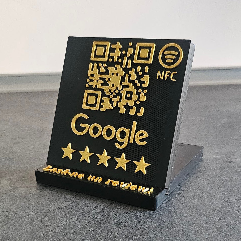 Stand cu cod QR și NFC pentru recenzii Google Maps