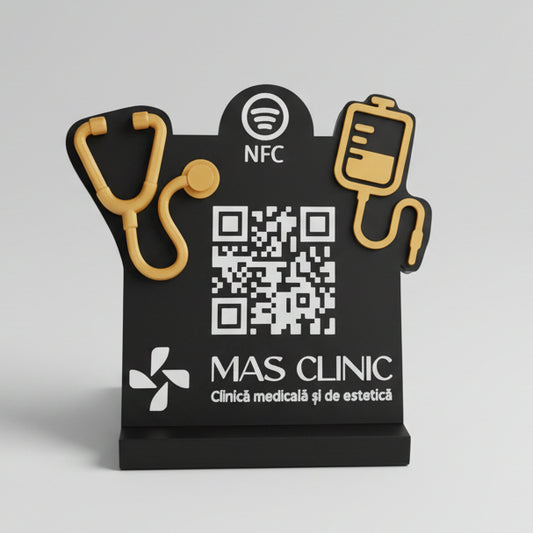 Stand personalizat cu cod QR și NFC pentru clinici medicale, recenzii și feedback rapid
