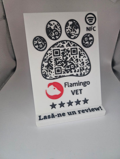 Stand cu cod QR și NFC pentru recenzii Google, pentru afaceri legate de animale