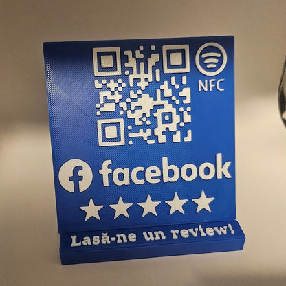 Stand cu cod QR și NFC pentru pagina de Facebook