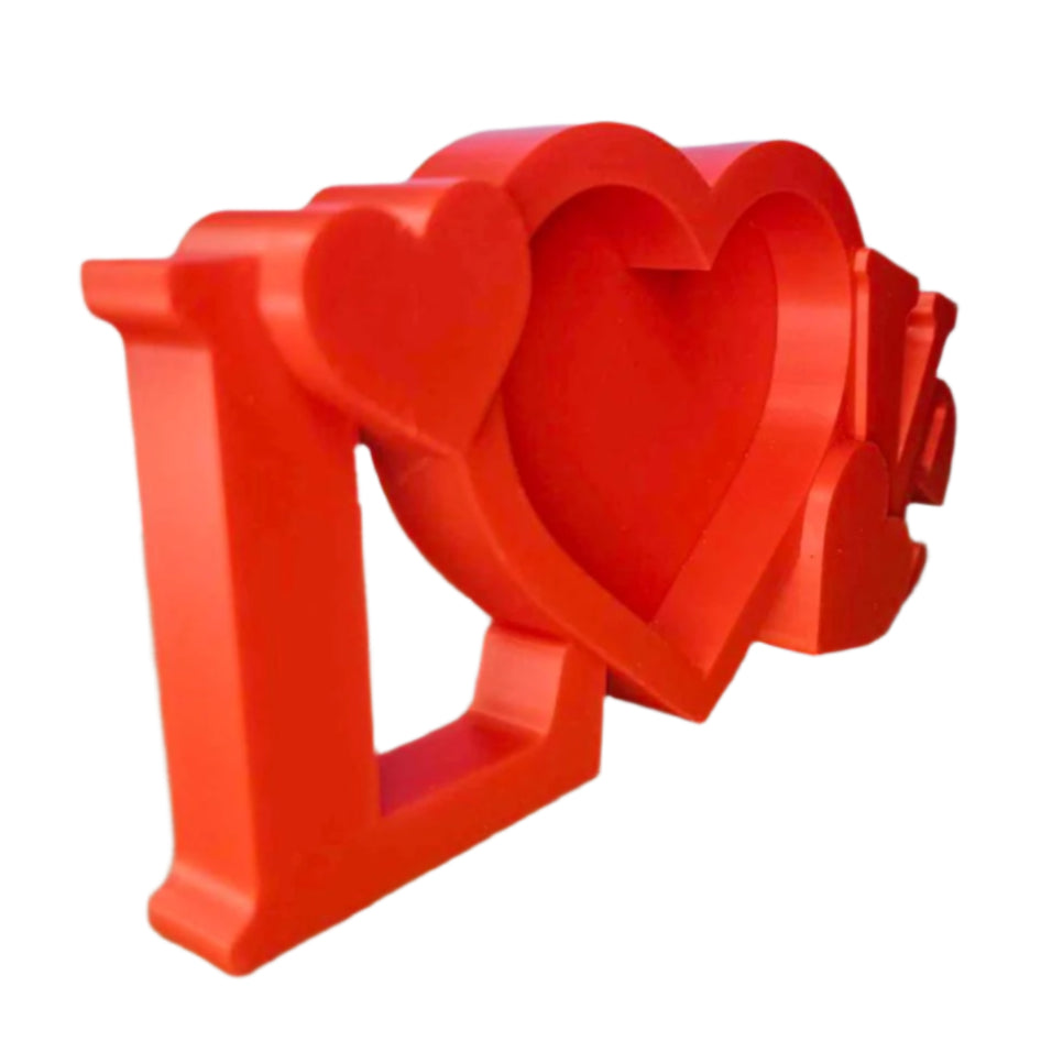 Rama Foto Dragoste 3D Printată, Design Inimă, Roșu