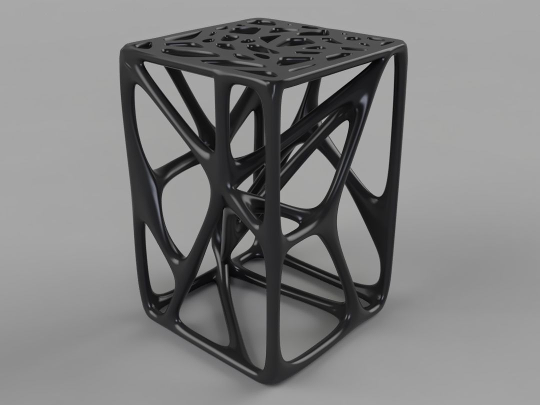 Taburet bionic ușor și versatil din plastic, imprimat 3D