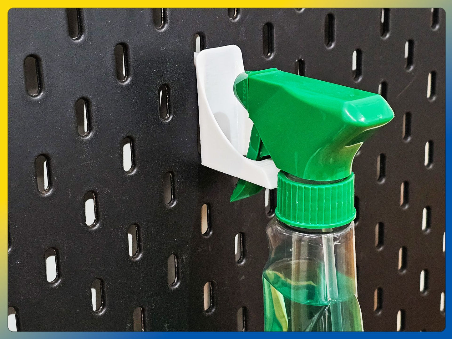 Suport robust pentru sticlă spray compatibil cu panou perforat IKEA Skadis