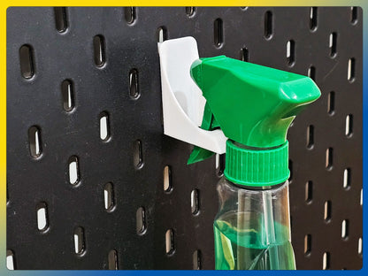 Suport robust pentru sticlă spray compatibil cu panou perforat IKEA Skadis