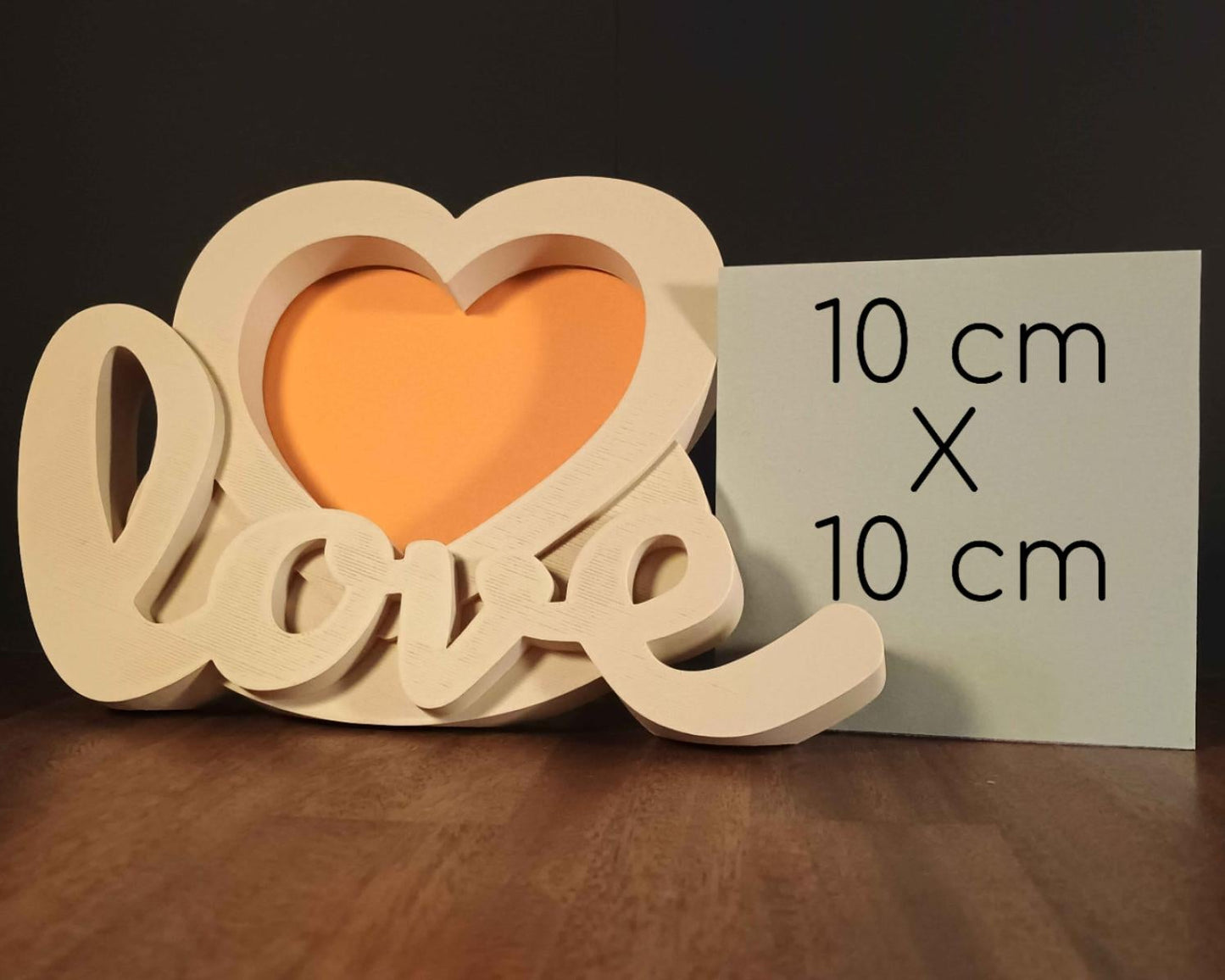 Ramă foto imprimate 3D cu mesaj „Love”, alb
