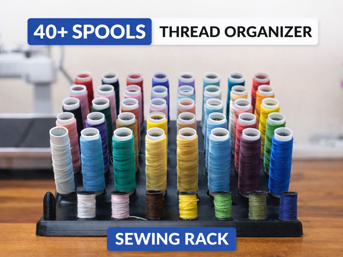 Suport organizator pentru ațe de cusut – 40+ papiote, design înclinat compact