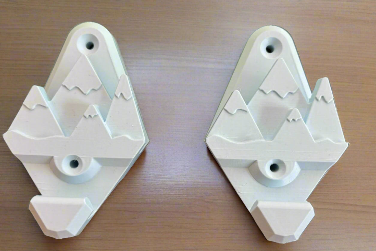 Suport de Perete Snowboard, forma de munte, Alb, Set de 2