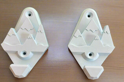 Suport de Perete Snowboard, forma de munte, Alb, Set de 2