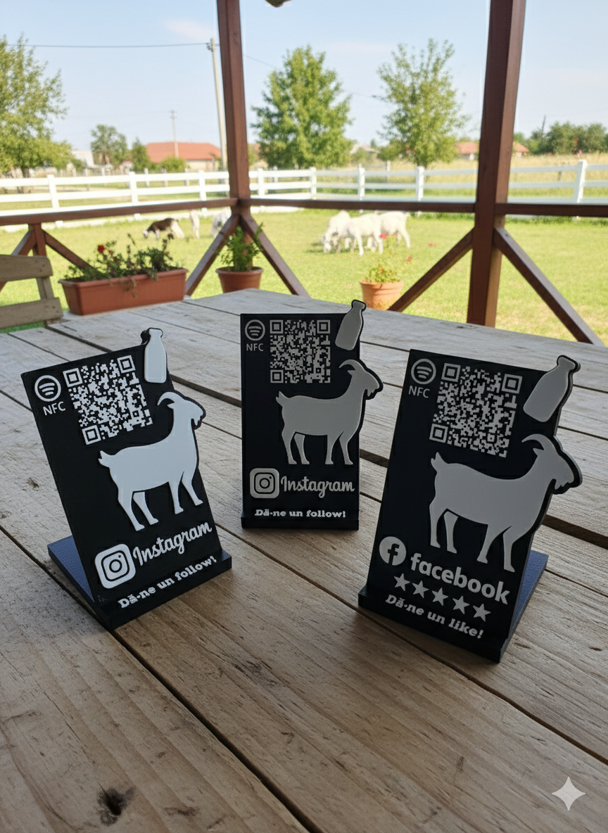 Stand cu cod QR multifuncțional personalizat, cu NFC