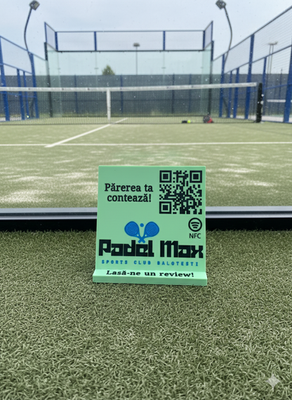 Stand cu cod QR multifuncțional personalizat, cu NFC