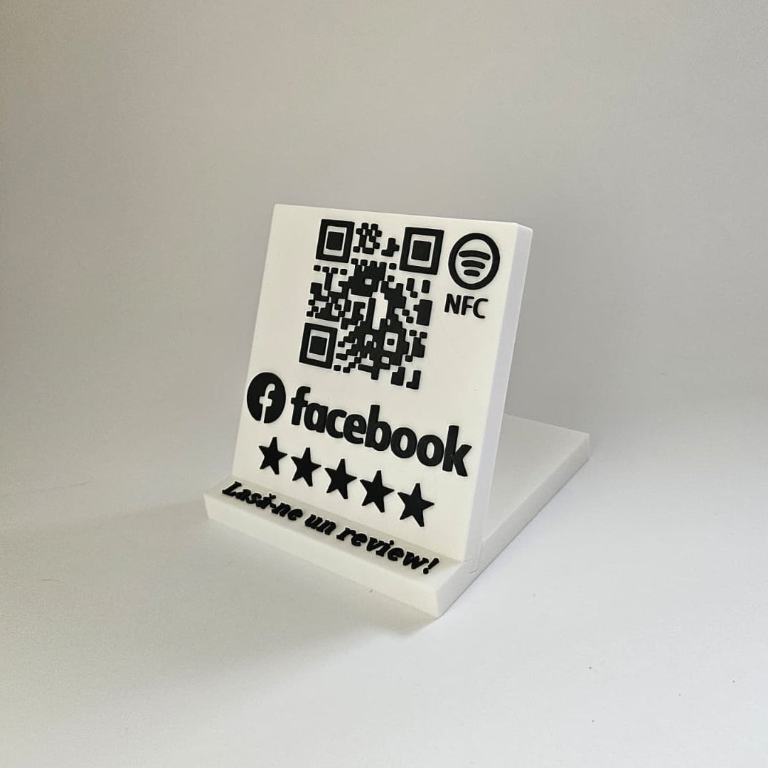 Stand cu cod QR și NFC pentru pagina de Facebook