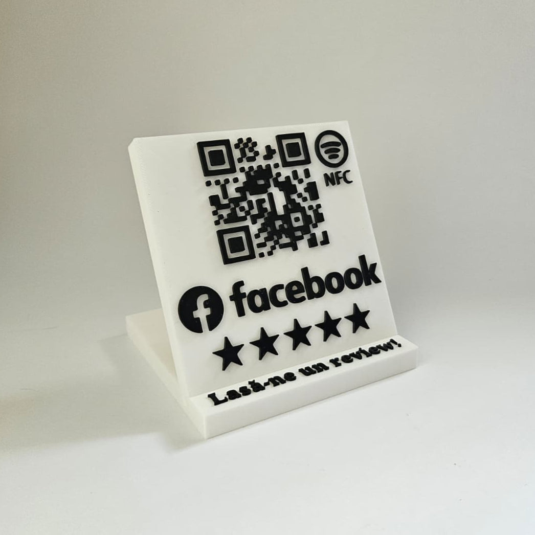 Stand cu cod QR și NFC pentru pagina de Facebook