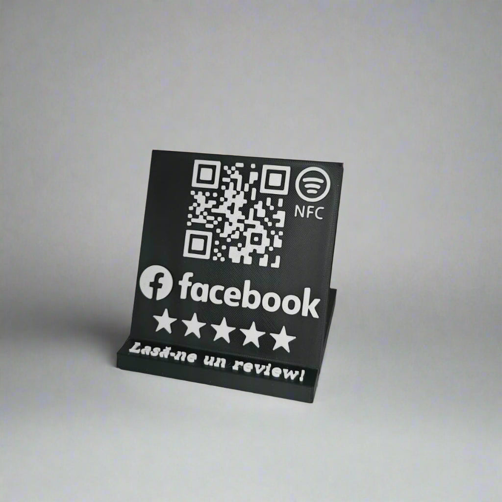 Stand cu cod QR și NFC pentru pagina de Facebook