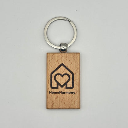 Breloc din lemn, personalizat, 5x3 cm, cu text sau logo