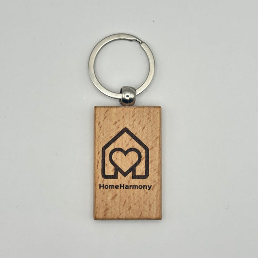 Breloc din lemn, personalizat, 5x3 cm, cu text sau logo