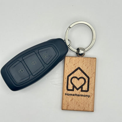 Breloc din lemn, personalizat, 5x3 cm, cu text sau logo