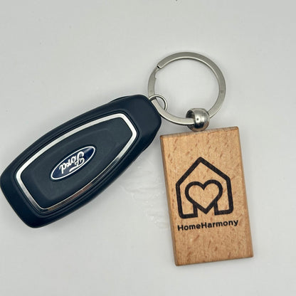 Breloc din lemn, personalizat, 5x3 cm, cu text sau logo