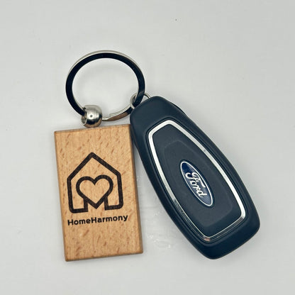 Breloc din lemn, personalizat, 5x3 cm, cu text sau logo