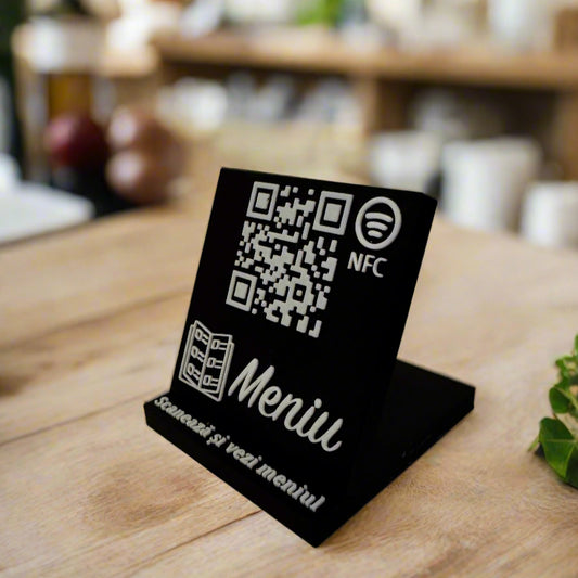 Stand cu cod QR și NFC pentru meniu