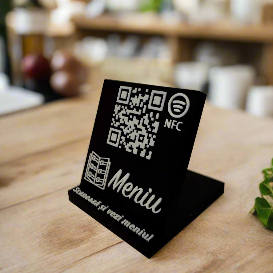 Stand cu cod QR și NFC pentru meniu