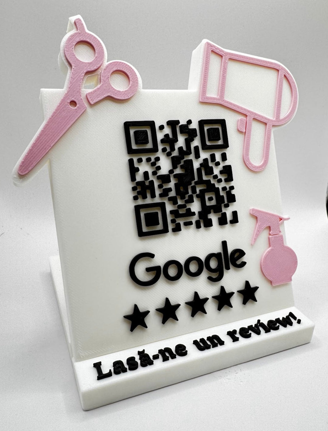 Stand cu cod QR și NFC pentru recenzii Google – pentru saloane și frizerii