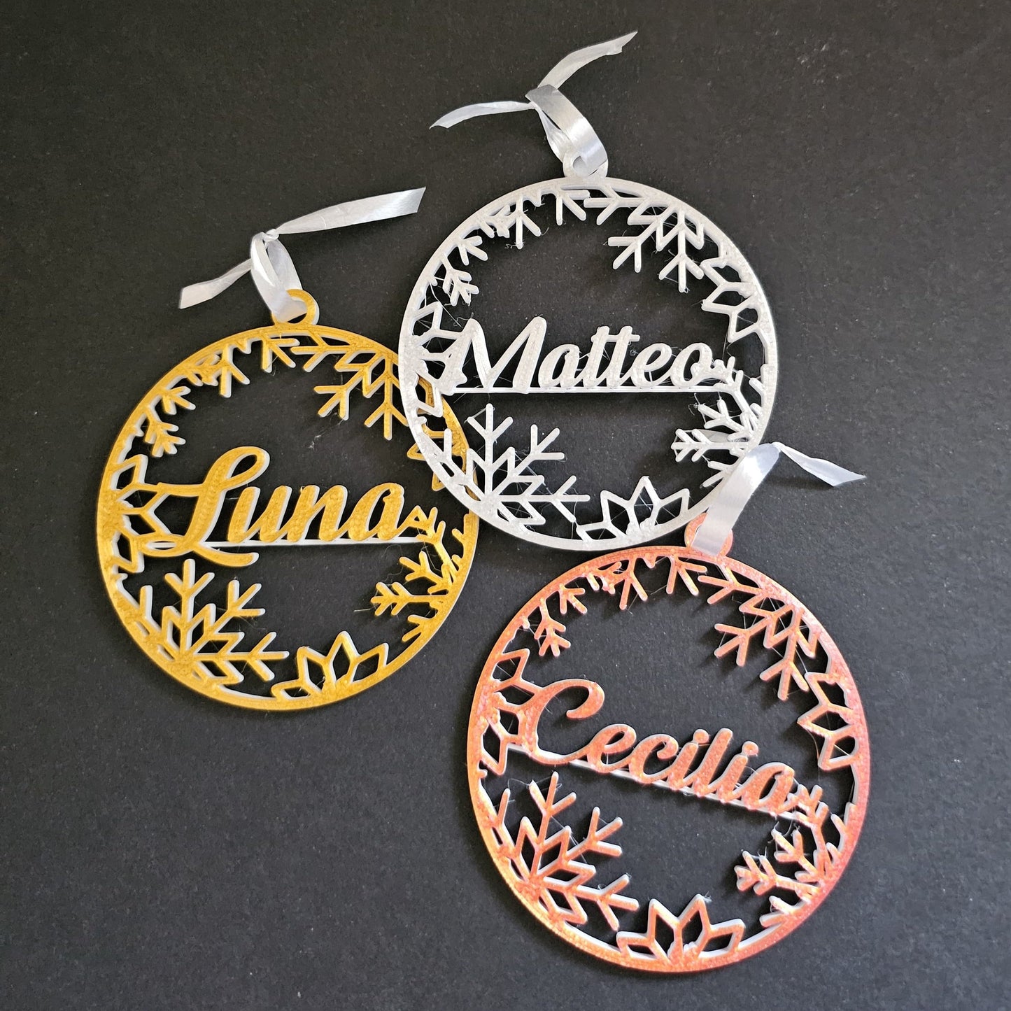 Set 3 decorațiuni de Crăciun personalizate cu nume