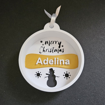 Set 3 decorațiuni personalizate de Crăciun cu om de zăpadă, imprimată 3D